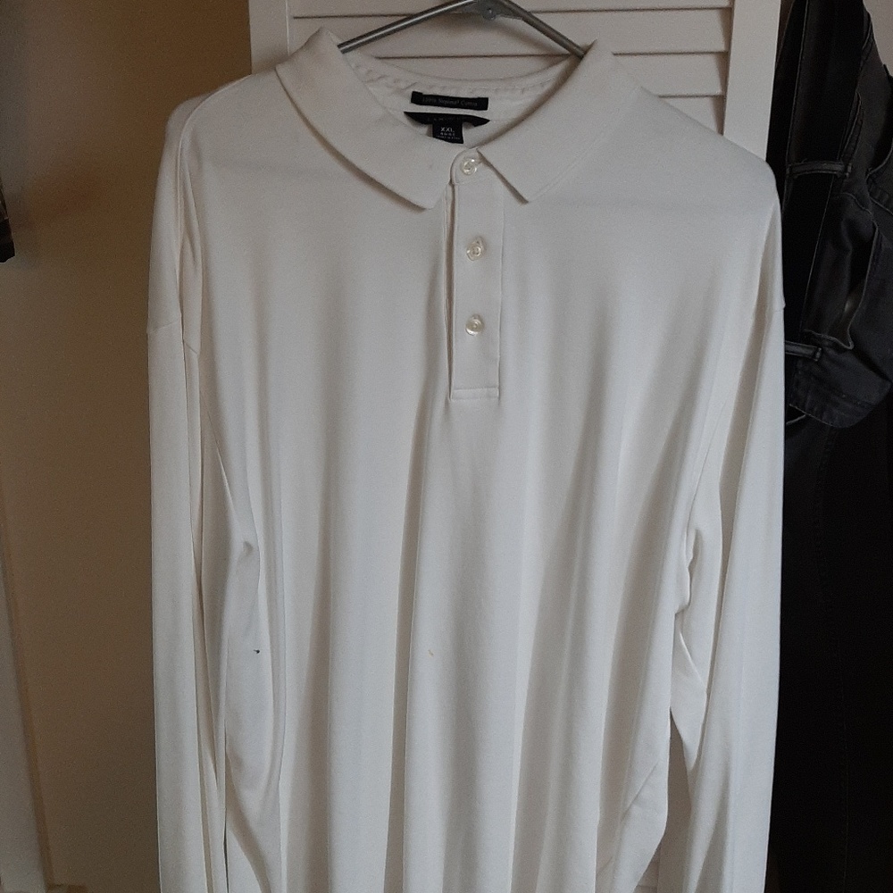White XXL Long Sleeve Polo
